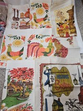 Lot Of 8 Vintage Calendar Linen Tea Towels Wall Hangings 1960s/1970s picture