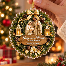 Personalized Nativity Christmas Ornament Jesus Is The Reason For The Season picture