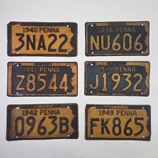 Vintage Pennsylvania License Plates Lot 6 1940 1941 1942 1946 1948 1949 PA Tags picture