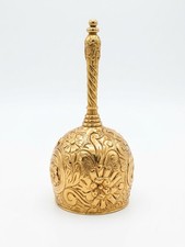 Vintage 1989 Franklin Mint Brass Hand Bell Rococo Floral Relief Scrollwork 4