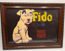 ORIGINAL 1930'S FIDO DOG FRAMED ORANGE CRATE LABEL EXCELLENT CONDITION picture