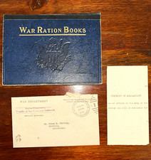 WWII U.S. War Ration Books w/stamp sheets and War Dept mail San Francisco, Ca. picture
