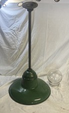 Vintage Crouse-Hinds Green Porcelain Barn Light 16” Benjamin Glass Globe picture