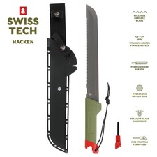 Swiss Tech 18-inch Sawtooth Machete, Titanium-Coated Stainless Steel Blade picture