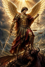Saint Michael Archangel 4x6 Photo Print Defeating Devil Wall Art Glossy 29 picture