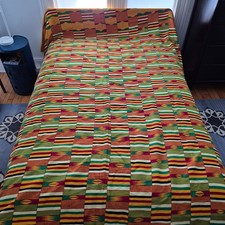 HUGE Vintage Stunning Hand Woven African Ewe Kente Cloth Textile 122 x 88 inches picture