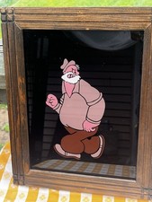 Rare Vintage Reverse Painted Glass In Wood Frame Popeye’s Poopdeck Pappy VGVC picture
