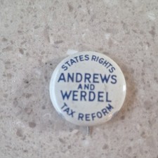 1956 Andrew's And Werdel Tax Reform Button Pin picture