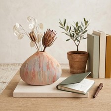 Vintage 1980s Textured Ceramic Pillow Vase|Earthy Desert Studio Pottery Bud Vase picture