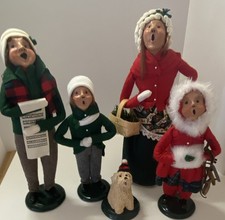 Vintage 1988 Byers Choice Carolers Lot of 5 Family Group with Singing Dog picture