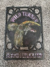 VTG WILD TURKEY CAST IRON ADVERTISING SIGN Beyond Duplication 18” x 13” Man Cave picture