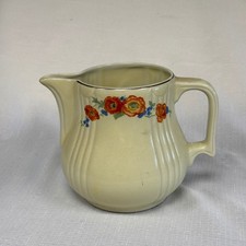 Vintage Hall's Superior Quality Kitchenware Orange Poppy Pitcher Gold Color Rim picture