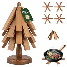 Large Wooden Trivets for Hot Dishes and Pots Stackable Trivet Tree Set of 4 picture