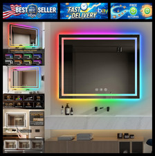 oneup 48x40 Inch LED Bathroom Mirror,RGB Color Changing Bathroom Mirror with Lig picture