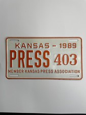 Vintage Kansas 1989 Press 403 Orange & White Plate Member Press Association picture