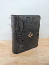 Antique 1931 Masonic Holy Bible Holman Leather KJV Temple Illustrated picture
