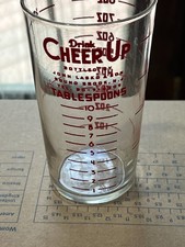 Vintage 1940s/1950s? Drink Cheer Up Soda Pop Measuring Glass/Tumbler 4.5
