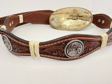 Vintage Skyline Silversmiths Western Trophy Belt Buckle R906 Silver Tone Rodeo picture