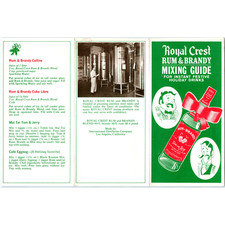 c1960s Royal Crest Rum & Brandy Mixing Guide Holiday Cocktail Recipe Los Angeles picture