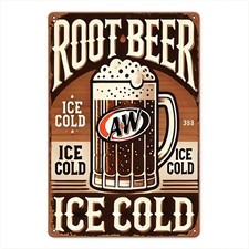 Vintage A&W Root Beer Retro Tin Metal Signs Home Décor Wall Art 8x12 picture