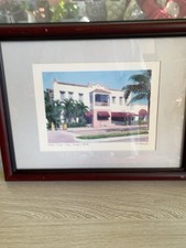 Joe’s Stone Crab Miami Beach Florida Framed Signed Art Print 14x11 Palm Trees picture