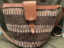 African Handwoven Sisal Zipped and Lined Kiondo Bag w/Leather Trim & Strap  picture