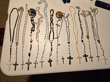 Lot of Assorted Christian Rosary Beads w/ Cross Crucifix Pendants picture