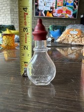 Antique German 6 Point Star Glass Doll Bottle 3” Embossed Toy Rare Of David MO picture