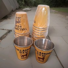 Tullamore D.E.W. Honey Irish Whiskey Pair of 2 Yellow Metal Shot Glasses NEW picture