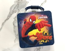 NEW Lot of 2 Marvel Ultimate Spiderman Metal Square Lunch Gift Activity Box Kids picture