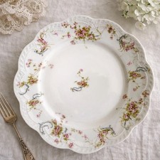 Antique Haviland Limoges Porcelain Luncheon Plates: Pink Floral, Sold individual picture