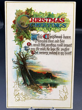 Christmas Greetings - vintage embossed multicolor holiday postcard picture