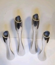 Vintage Nambe Candle Holders Graduated Sizes Lot Of 4 USA Stainless Steel  picture