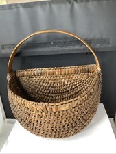 Vintage Handmade Handwoven Half Hanging Buttocks Basket Appalachia picture