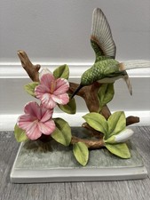 VTG 1985 Lefton Neat Egg Hummingbird Porcelain Hand Painted Figurine Decor 04994 picture