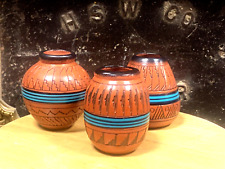 Vintage Native American 3pc Navajo Hand Crafted Traditional Pot Signed Shy W (99 picture