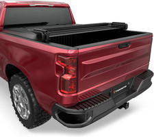 6.5FT Soft Quad Fold Truck Bed Tonneau Cover Compatible for Chevy Silverado/Gmc picture