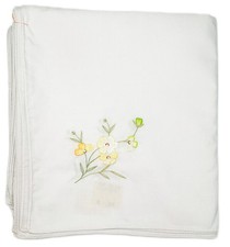 12 Cloth Napkins White with Embroidered Flowers 17”x 17” No Iron Vtg 1970s picture