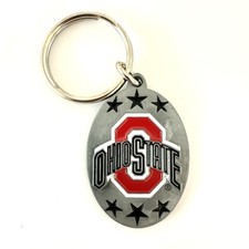 Vintage OHIO STATE Keychain Pendant Y2K 1990s Silver Toned Bag Charm FOB Vtg picture