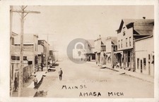Street View Main St., Amasa MI Michigan 1916 RPPC Photo Postcard COPY picture