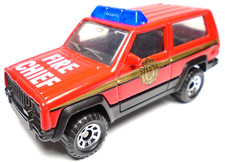 1997 MATCHBOX MBX JEEP CHEROKEE FIRE CHIEF RED 1:58 DIECAST 2 7/8