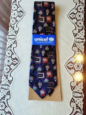 Vintage UNICEF Silk Necktie 100% Silk Teacher Professor Education USA Made NWT picture