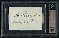 Auguste Piccard signed autograph auto 2x3 cut Inventor & Explorer BAS Slabbed picture