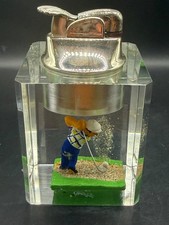 Vintage 1950s Evans Clearfloat Lucite Sand Trap Golfer Table Lighter picture
