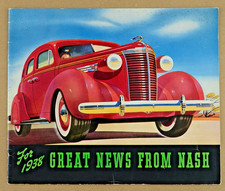 1938 Nash Motors Sales Brochure Great News Ambassador Six Eight Pre-war Art Deco picture