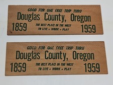 (1) Vintage 1959 Oregon Centennial Douglas County Novelty Wood Souvenir Pass picture