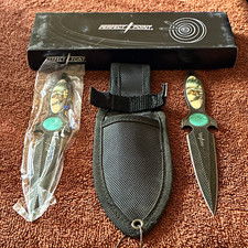 Perfect Point 2pc Throwing Knife Set Black Stainless Spear Point, Sheath picture