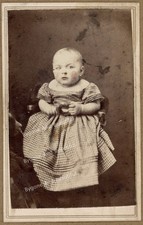CDV Sweetest Civil War Baby In Drop Shoulder Dress Holds Toy Nov 28 1863 picture
