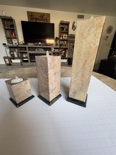 Travertine Pedestal Column Ceylon Marble Sculpture Tealight Holders India 3 Pcs picture
