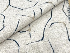 7.8+ yd Stroheim Orla Galaxy Blue & Gold on Cream Modern Geometric Boucle Fabric picture